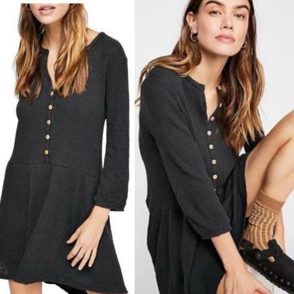 Free People Beach Blossom Ribbed Button Up Dress Sz S - Picture 2 of 11